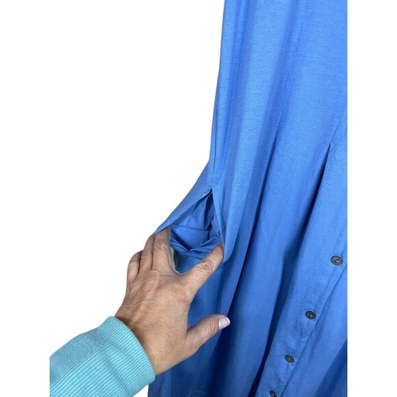 J.Jill Blue Jersey Cap Sleeve V-Neck Fit and Flare Midi Dress XSmall - Picture 5 of 10